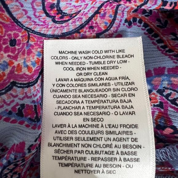 Jessica Simpson Kimono 1X Ultramarine Pink Paisley Sheer 3/4 Sleeve Open Front - Picture 7 of 9